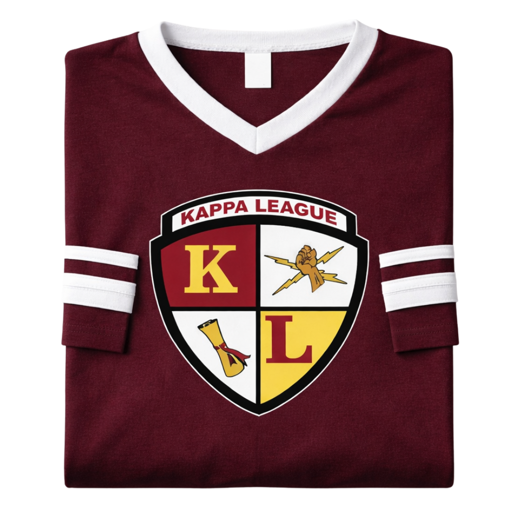 Kappa League Crest V-neck Jersey Tee (Maroon & White)