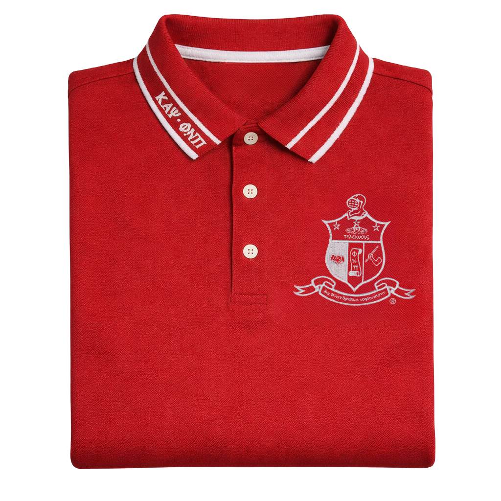 Kappa Alpha Psi Coat of Arms Striped Collar Polo
