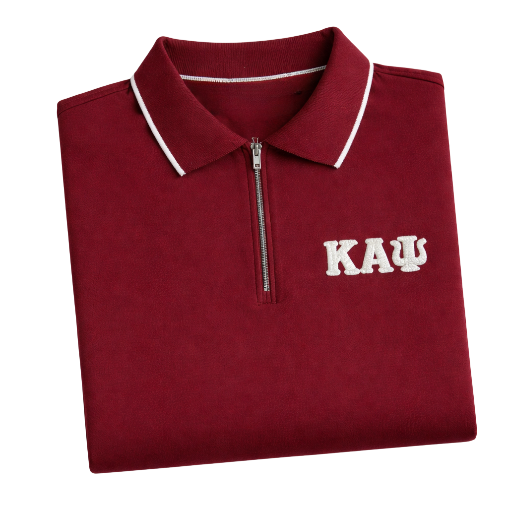 Kappa Alpha Psi Greek Letter DriFit Polo Shirt (Cream/Krimson)