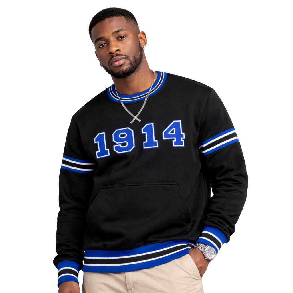 Phi Beta Sigma Black 1914 Chenille Crewneck