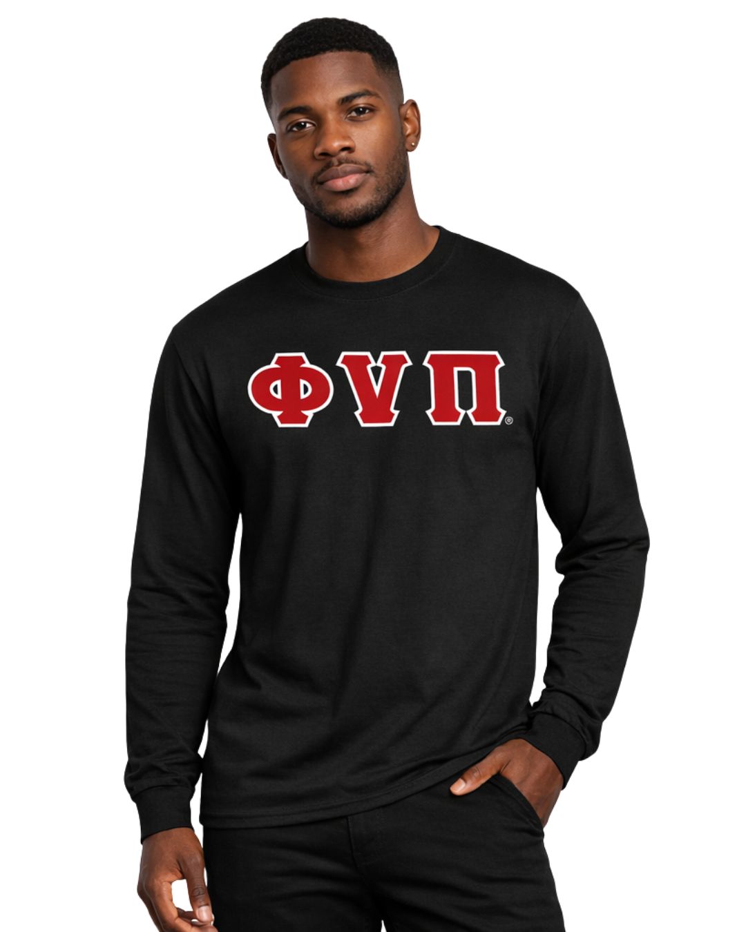 Kappa Alpha Psi Old Skool Phi Nu Pi Long Sleeve 3-Letter Tee (Black)