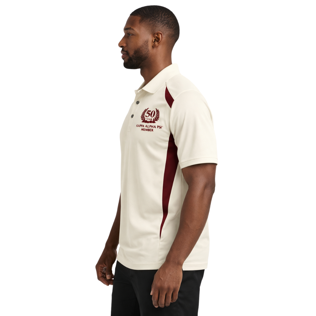 Kappa Alpha Psi 50 Year Member DriFit Polo Shirt (Kream)