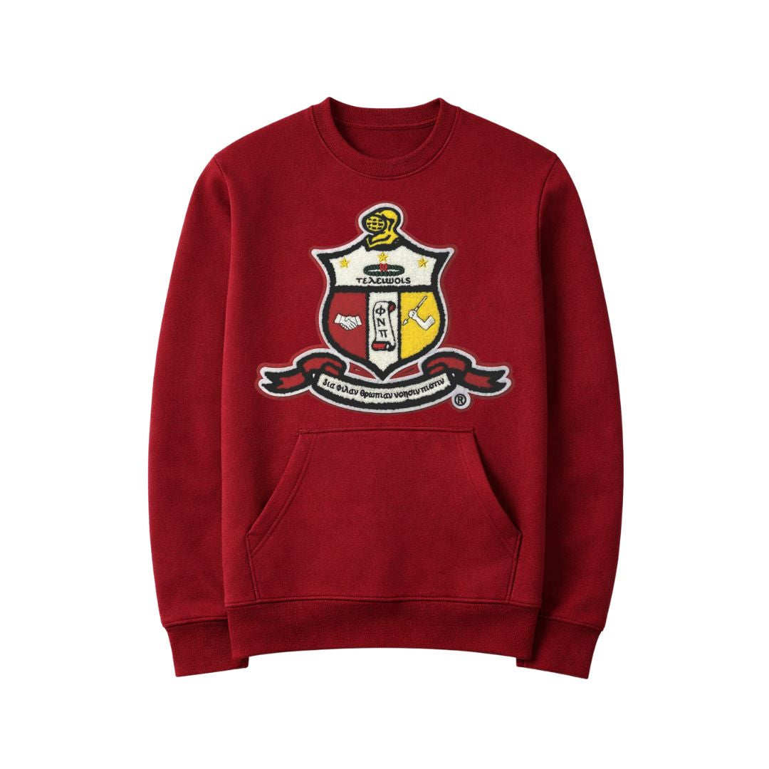 Kappa Krimson & Kream Crest Chenille Pocket Crewneck