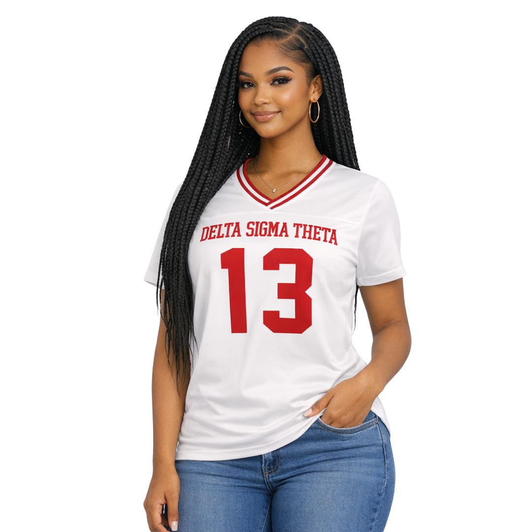 DST Oversized Chenille Football Jersey Tee Ivory
