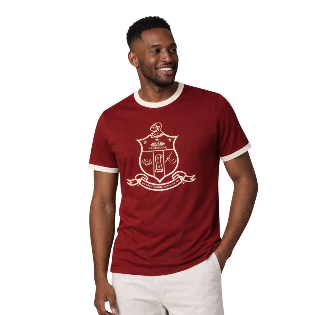 Kappa Alpha Psi Coat of Arms Ringer Tee (Krimson)