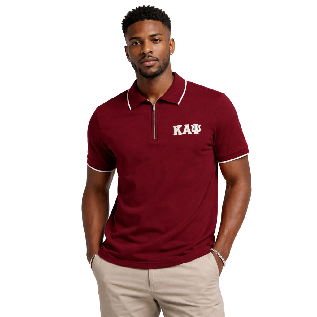 Kappa Alpha Psi 3-Letter Zip Performance Polo (Krimson)