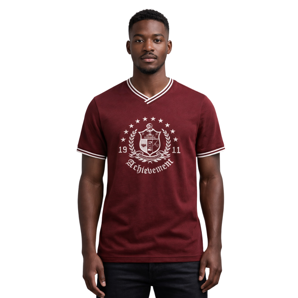 Kappa Alpha Psi Coat of Arms V-neck Tee (Krimson)