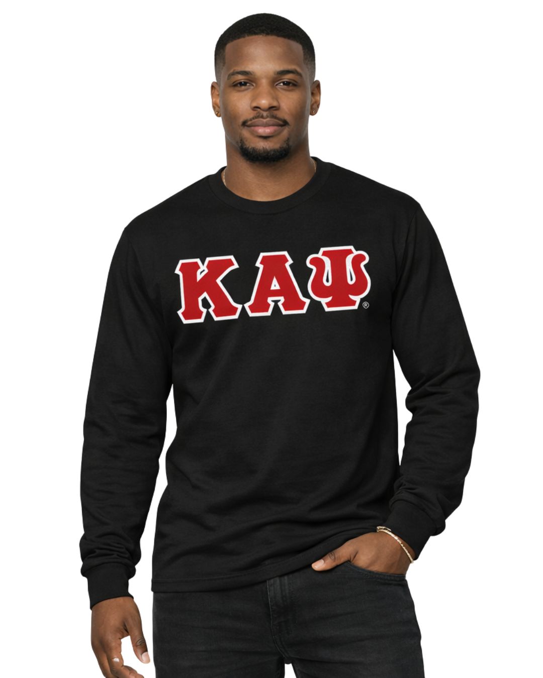 Kappa Alpha Psi Long Sleeve 3-Letter Tee (Vintage Black)
