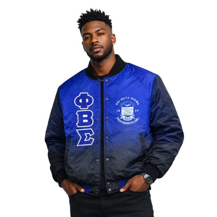 Black Faded Phi Beta Sigma Bomber Jacket
