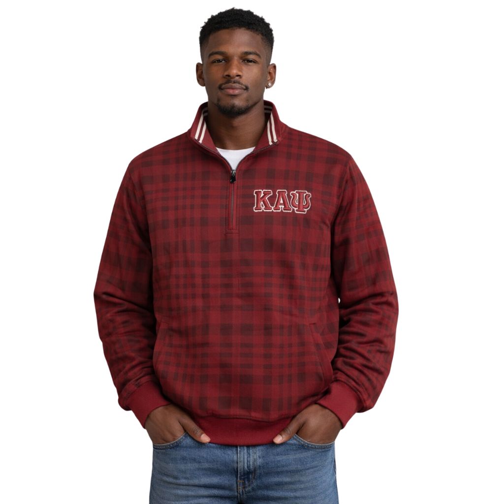 Kappa Alpha Psi 3-Letter Plaid Quarter Zip Pullover