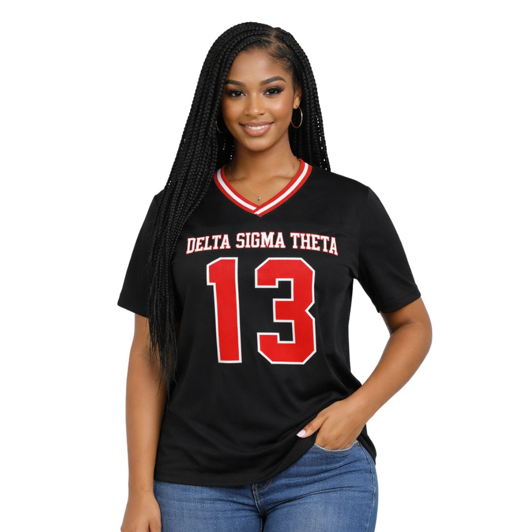DST Oversized Chenille Football Jersey Tee Black