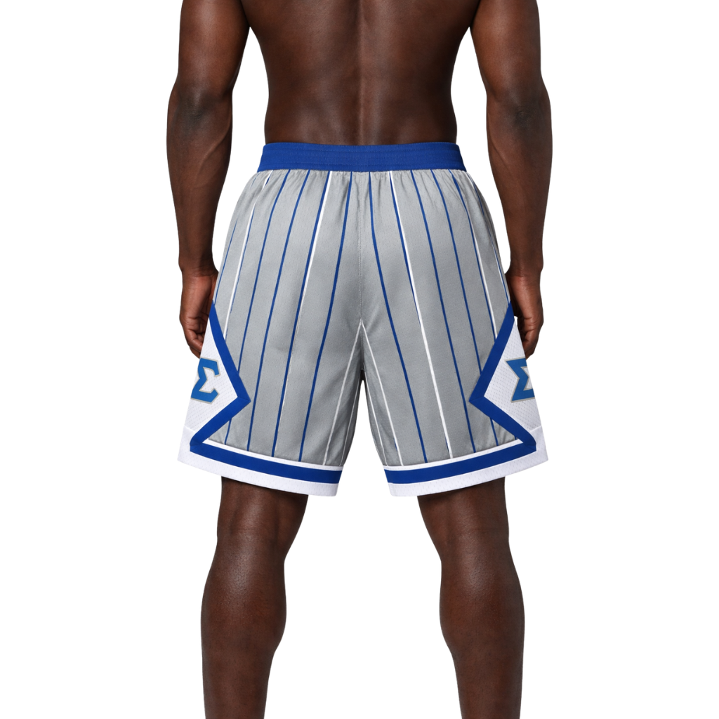 Sigma Grey Pinstripe Heavy Mesh Basketball Shorts