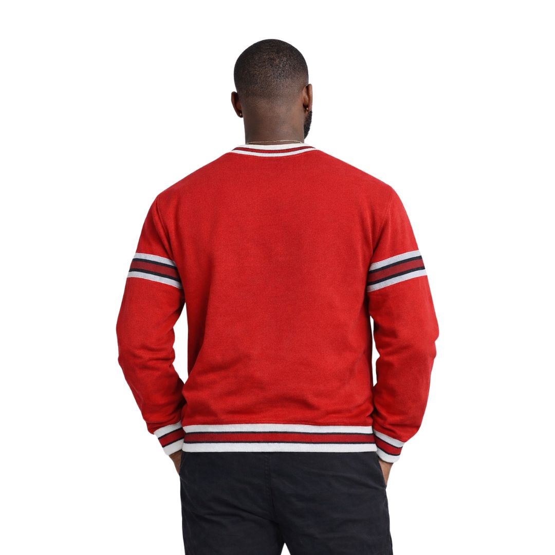 Kappa Red Crest Stripe Chenille Crewneck