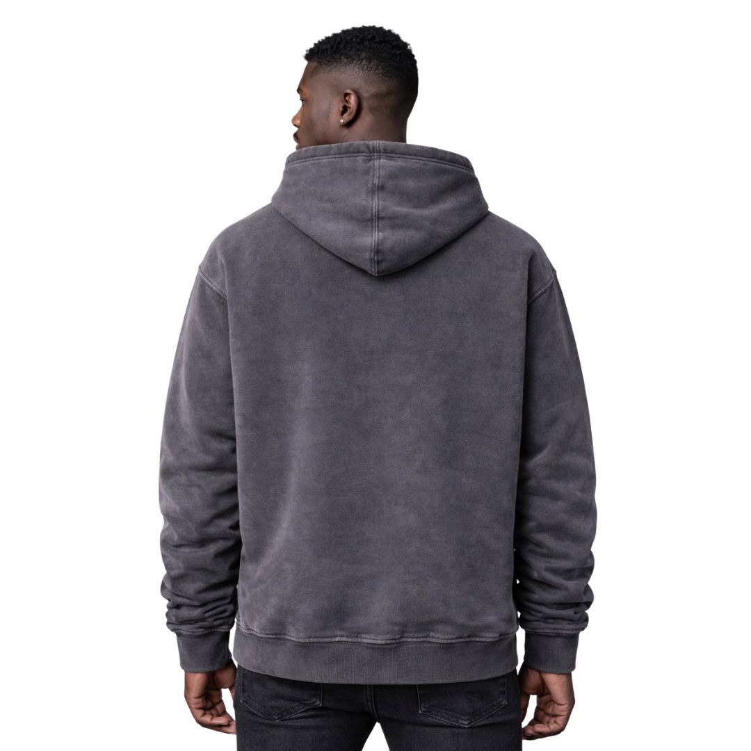 Phi Nu Pi Chenille Black Acid Washed Denim Hoodie