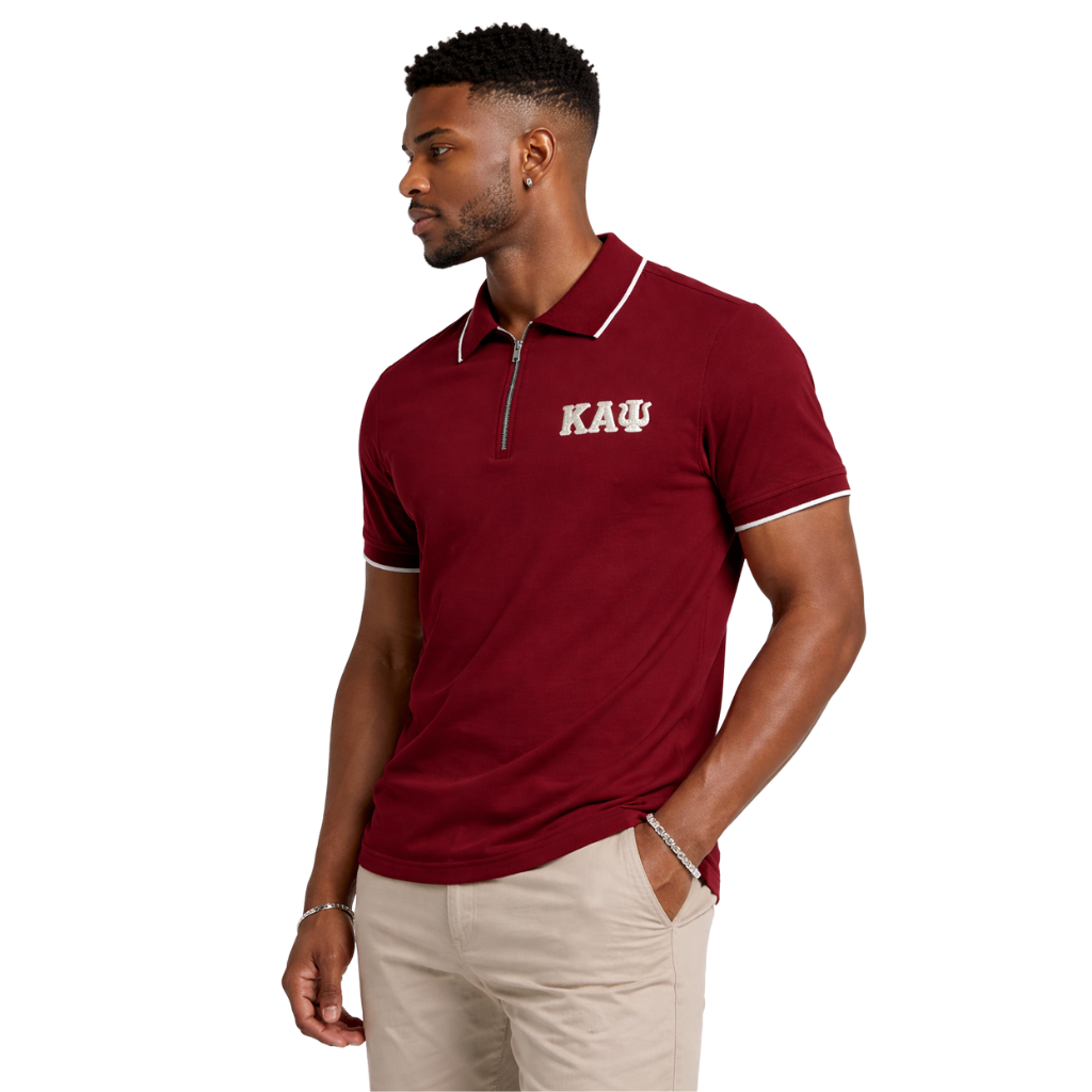 Kappa Alpha Psi Greek Letter DriFit Polo Shirt (Cream/Krimson)