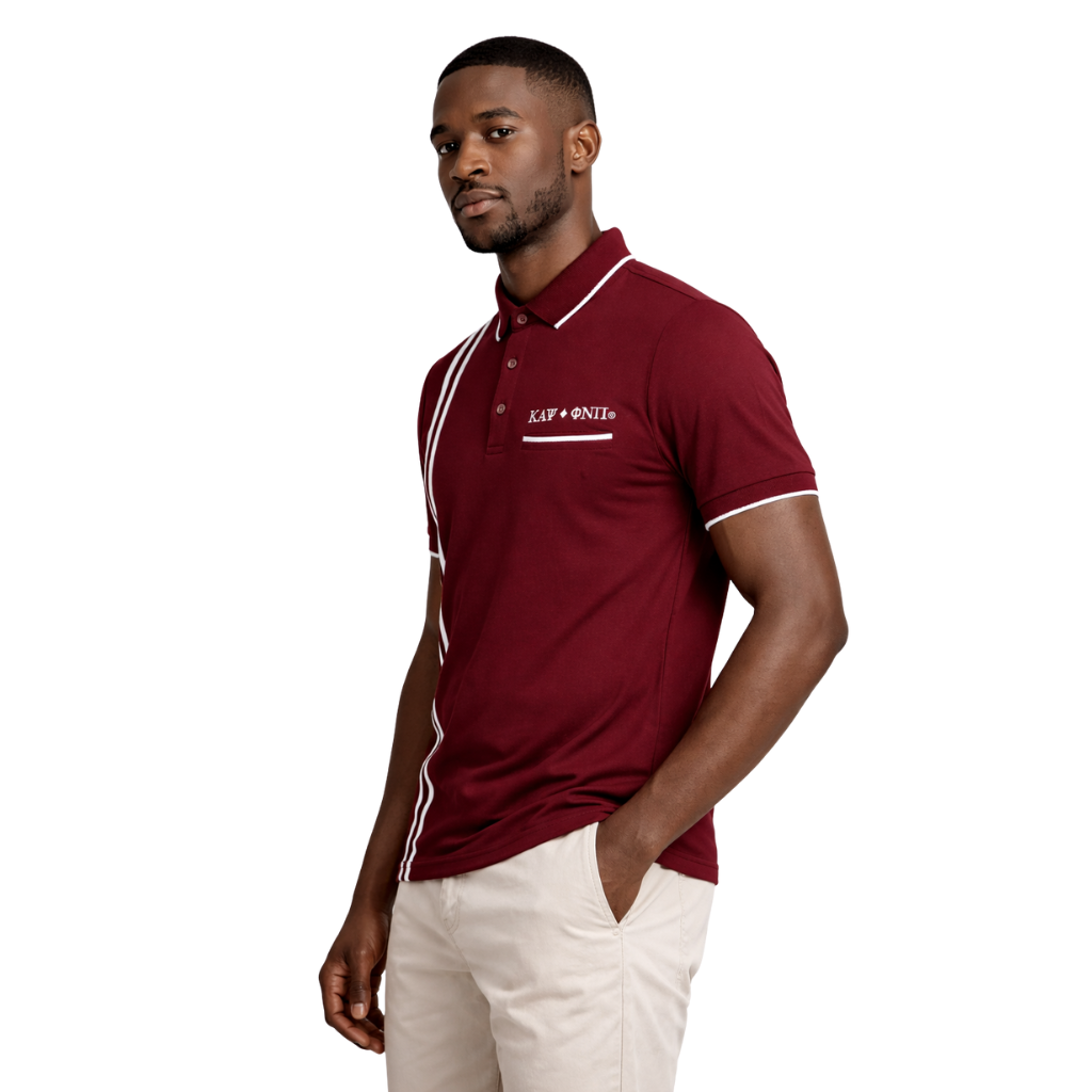 Kappa Alpha Psi Striped Diamond 3-Letter Polo (Krimson)