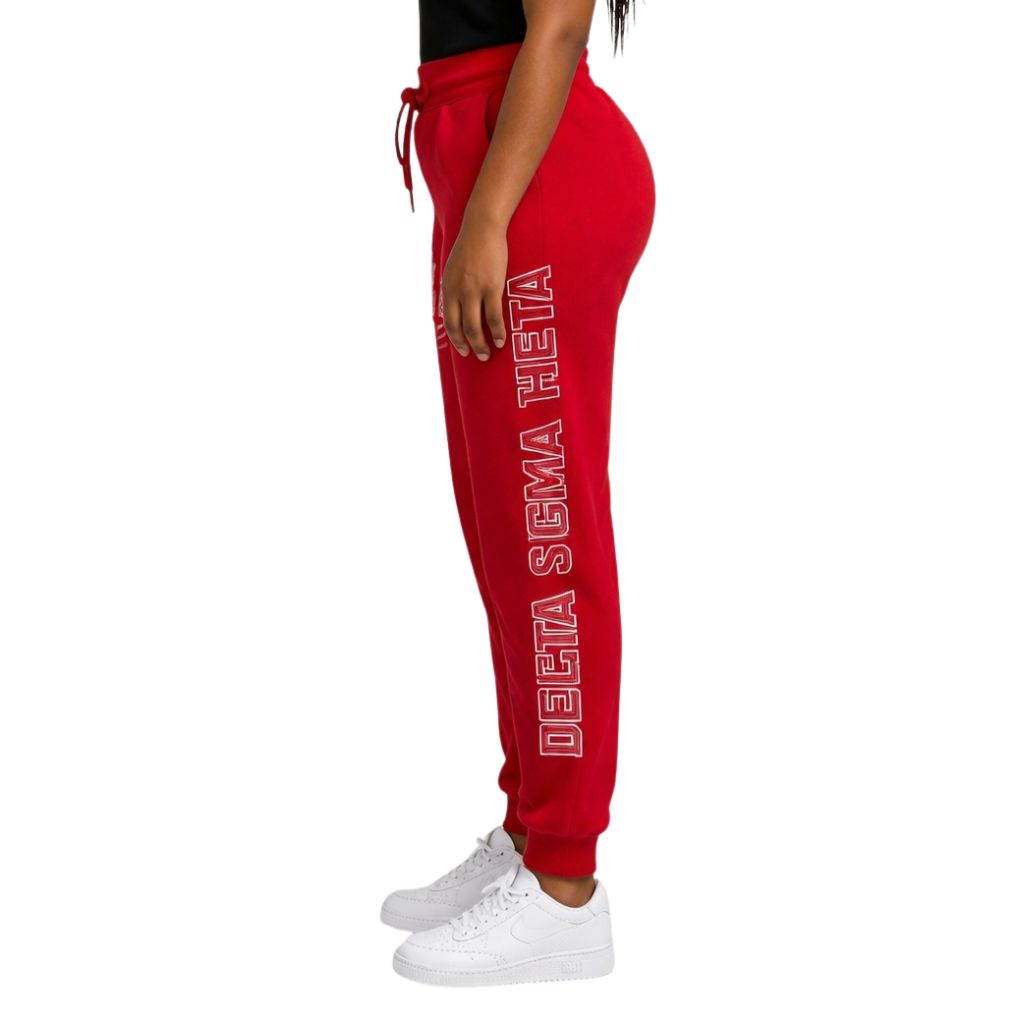 DST Sequins Patch Sweatpants Red