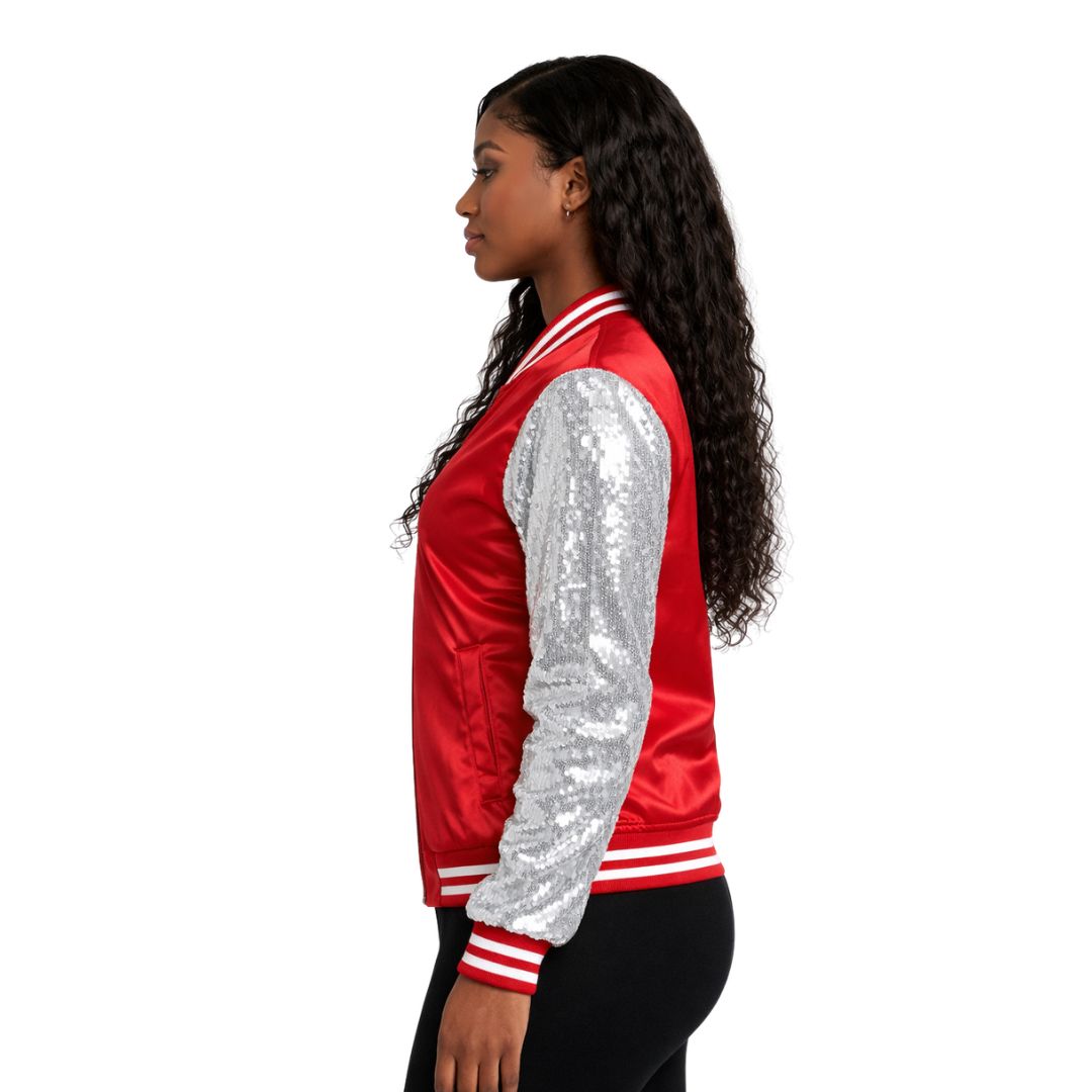 DST Satin Sequin Jacket Red