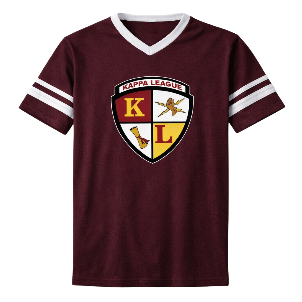 Kappa League Crest V-neck Jersey Tee (Maroon & White)