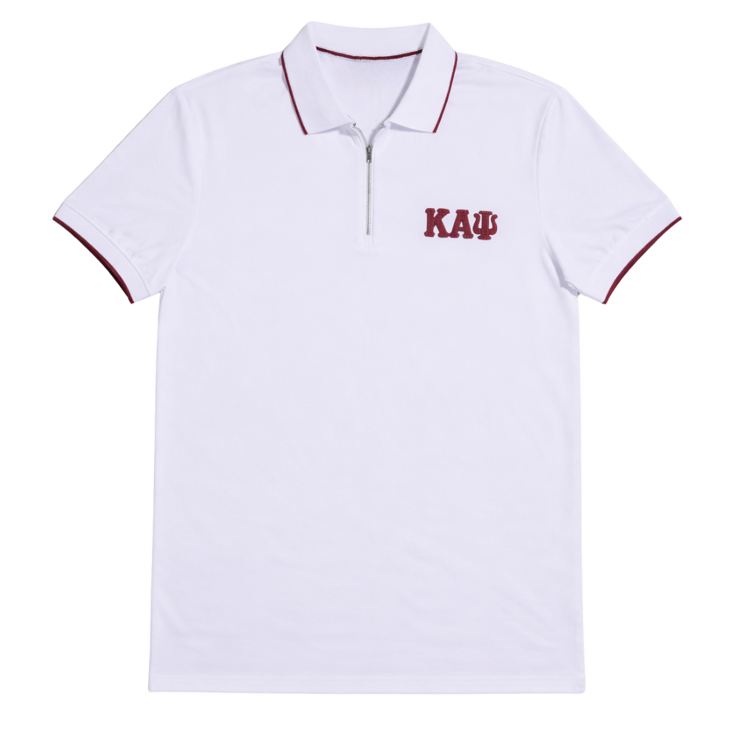 Kappa Alpha Psi 3-Letter Zip Performance Polo (White)
