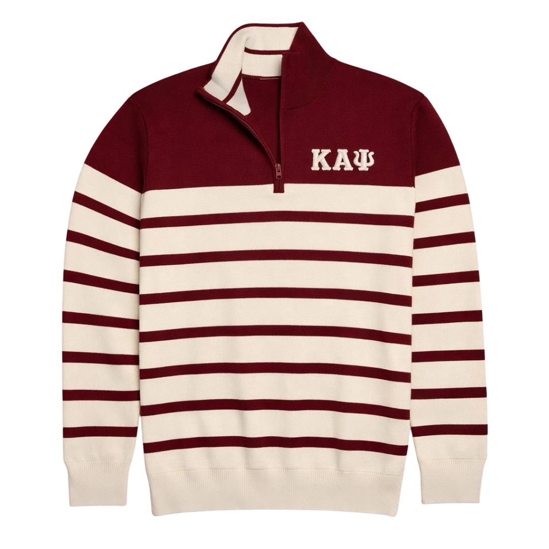 Kappa Alpha Psi Striped Quarter Zip Sweater