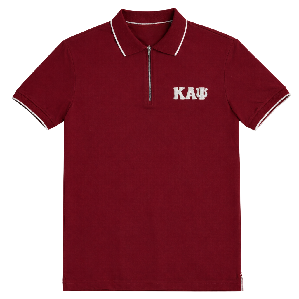 Kappa Alpha Psi Greek Letter DriFit Polo Shirt (Cream/Krimson)