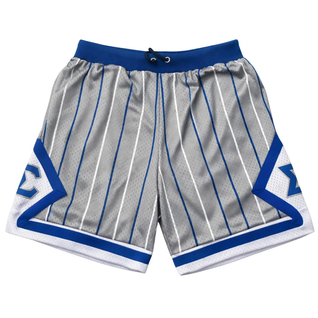 Sigma Grey Pinstripe Heavy Mesh Basketball Shorts