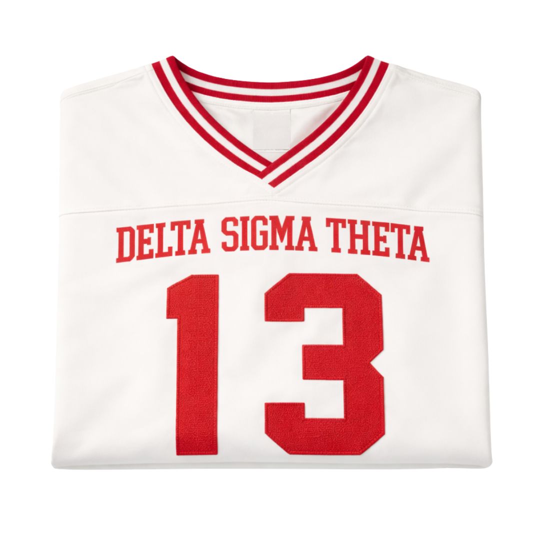 DST Oversized Chenille Football Jersey Tee Ivory