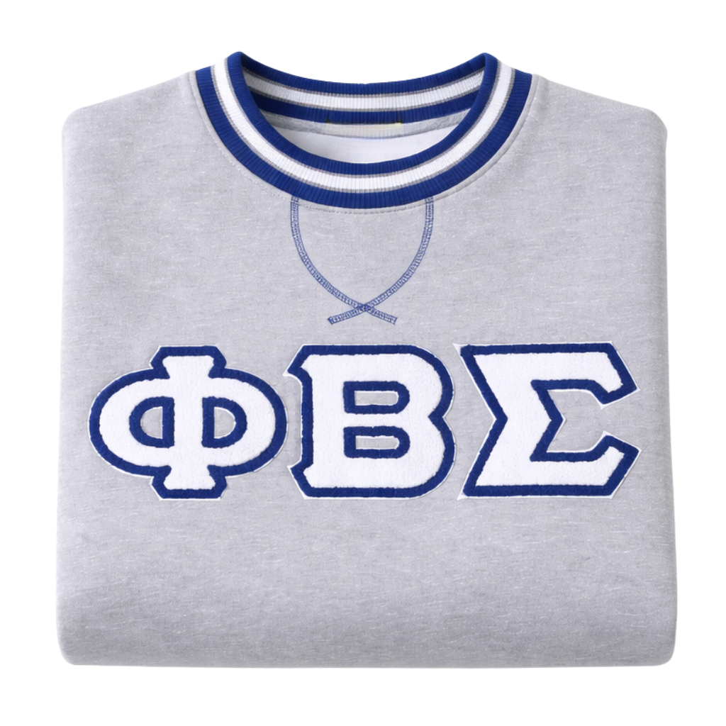 Phi Beta Sigma White Letter Chenille Crewneck