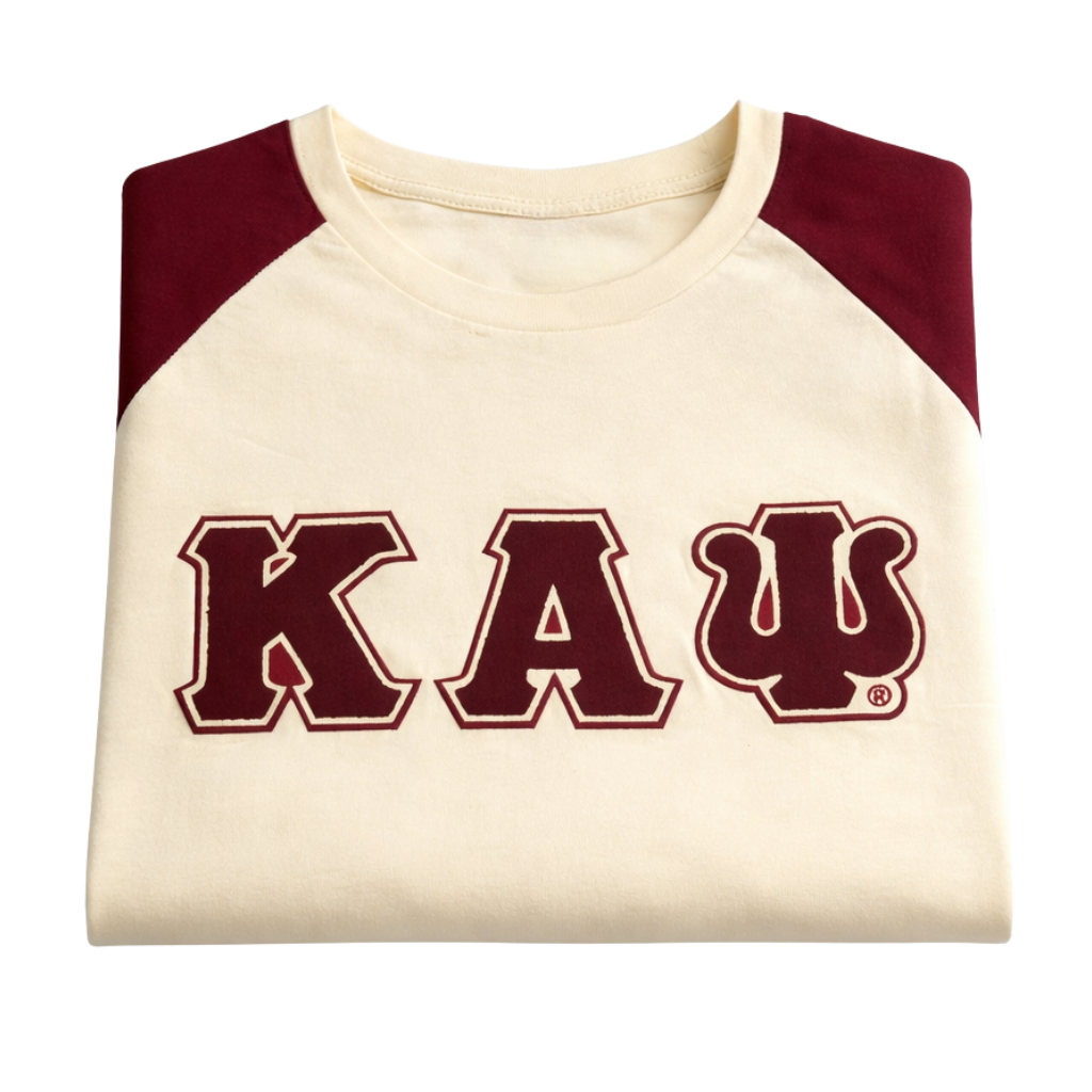 Kappa Kream Premium Chenille Letter Raglan T-Shirt