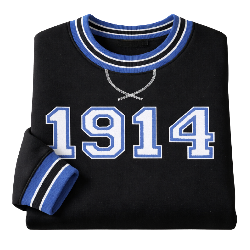 Phi Beta Sigma 1914 Black Chenille Crewneck Sweatshirt