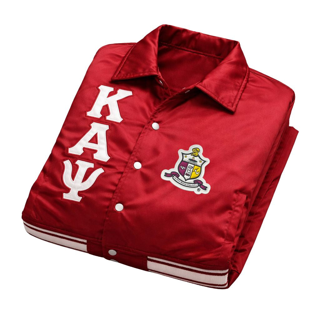 Kappa Alpha Psi Classic 3-Letter Satin Varsity Jacket (White)