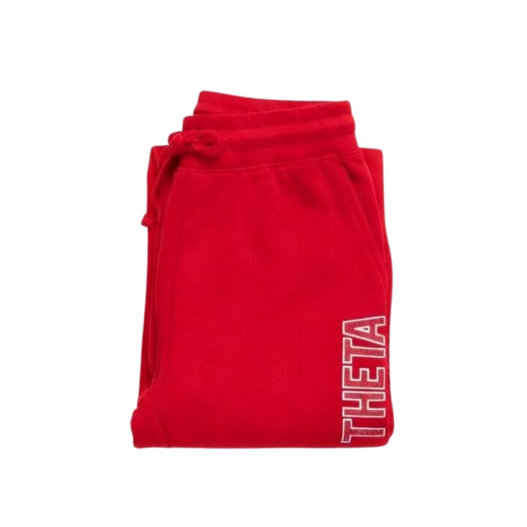 DST Sequins Patch Sweatpants Red