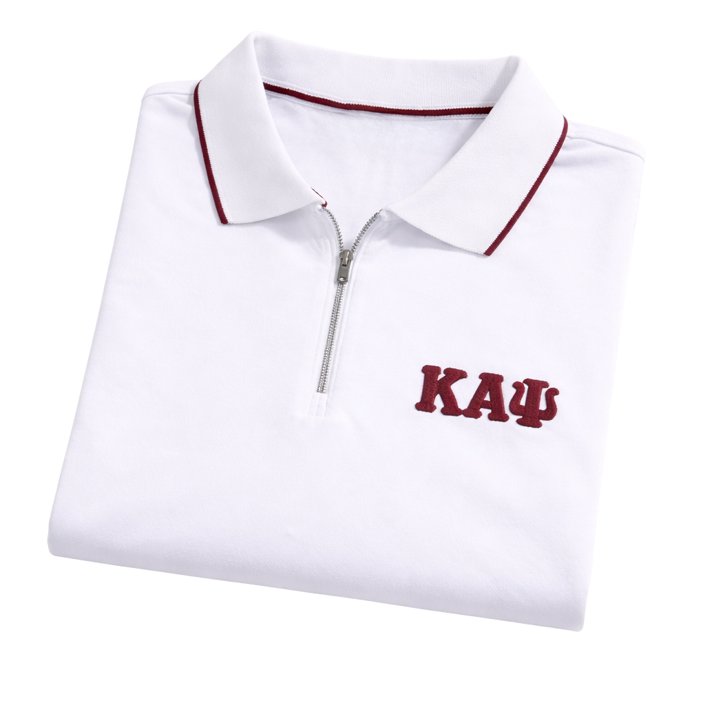Kappa Alpha Psi 3-Letter Zip Performance Polo (White)
