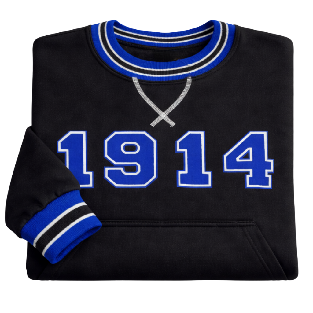 Phi Beta Sigma Black 1914 Chenille Crewneck