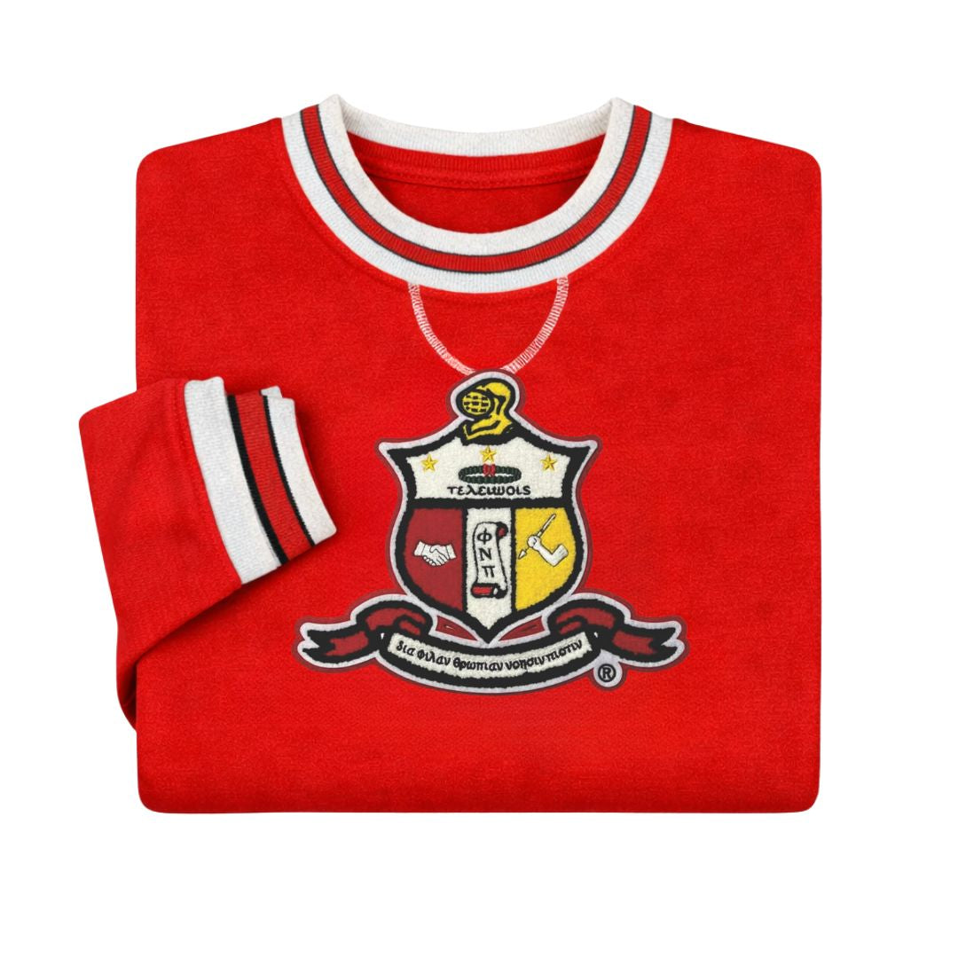 Kappa Red Crest Stripe Chenille Crewneck