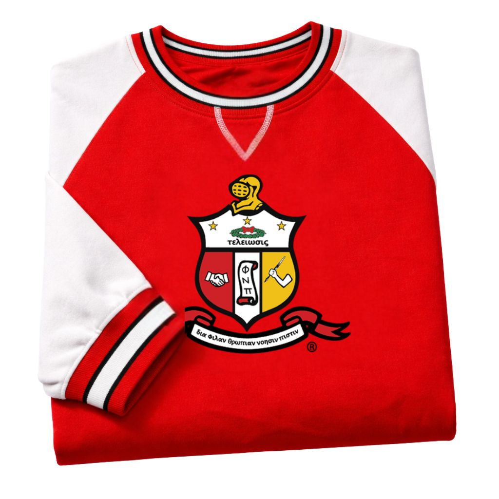 Kappa White Red Crest Chenille Crewneck